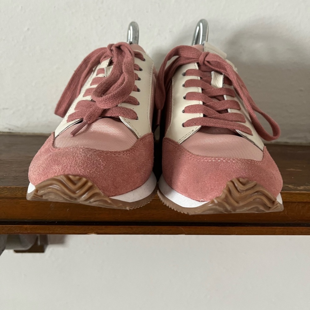 BIRDIES Women's Roadrunners in Rosette Pink and White Sneakers Size 7.5 - Picture 2 of 11